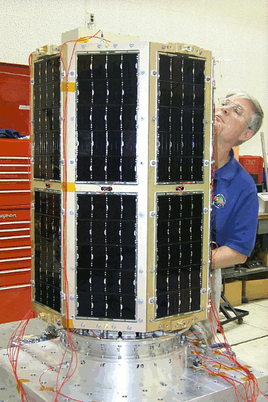 Space satellite with gallium arsenide solar cells