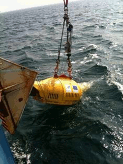 Wave Hub being lowered into the sea